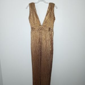 ASOS gold low v neck maxi dress size 4